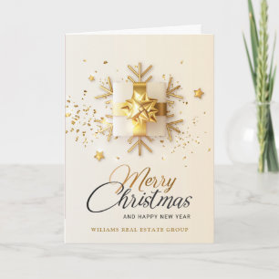 Goldenes rosa Weihnachtsbaum-Schmuckstück Firmen-G Feiertagskarte