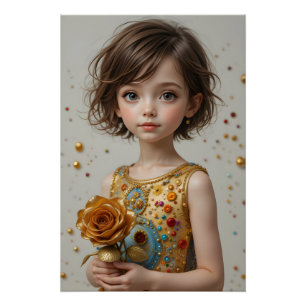 Goldenes Rose Portrait Poster