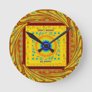 Goldenes Rot Afrikanische Traditionelle Farbe Runde Wanduhr