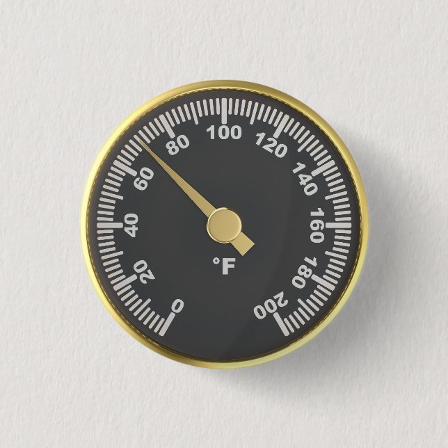 Goldenes Rundthermometer Button (Vorderseite)