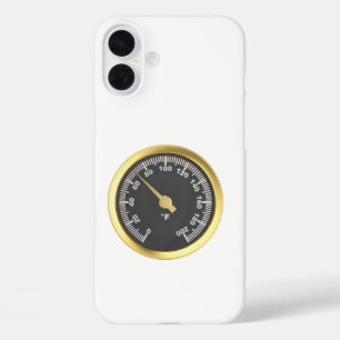 Goldenes Rundthermometer iPhone 16 Plus Hülle