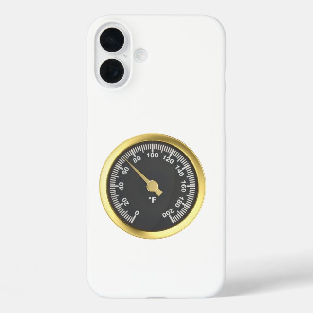 Goldenes Rundthermometer iPhone 16 Plus Hülle (Rückseite)