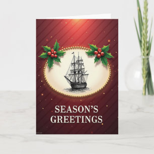 Goldenes Schiff Weihnachtskarte Karte