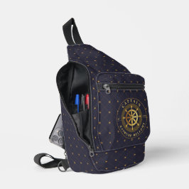 Goldenes Schiffrad Crossbody Bag