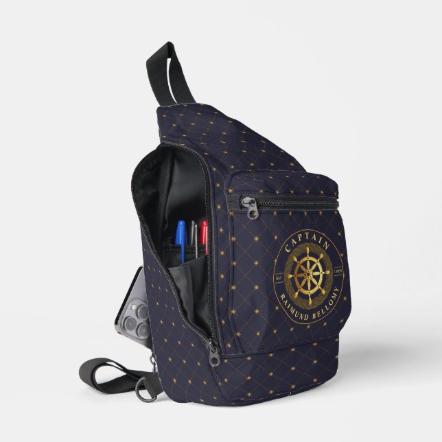 Goldenes Schiffrad Crossbody Bag (Offen)