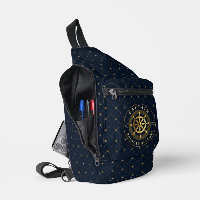 Goldenes Schiffrad Crossbody Bag (Offen)
