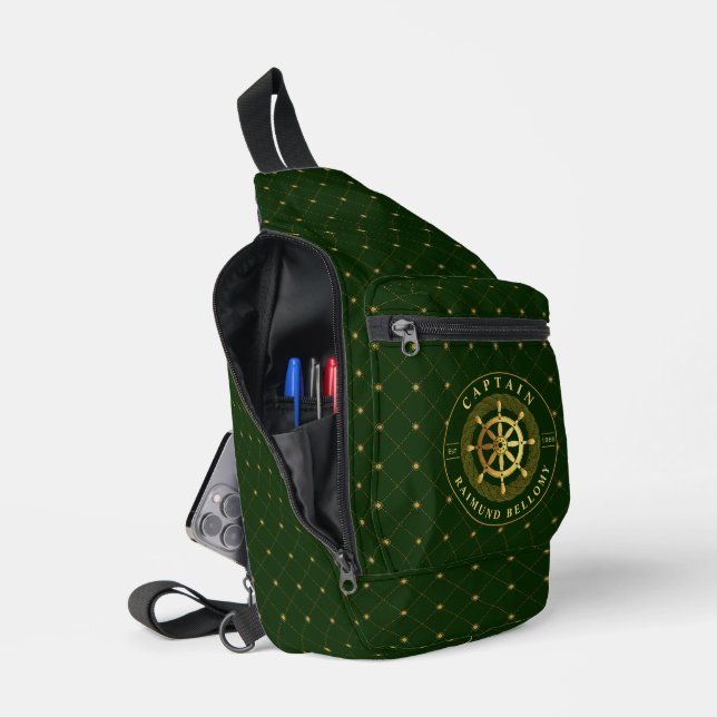 Goldenes Schiffrad Crossbody Bag (Offen)