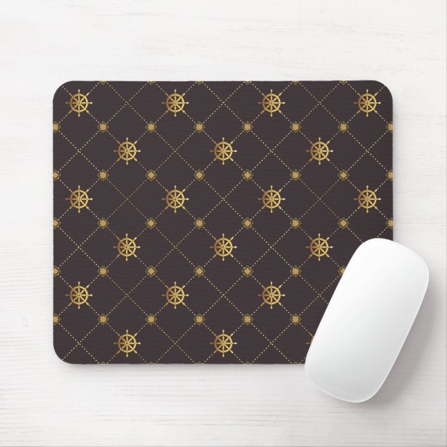 Goldenes Schiffrad Mousepad (Mit Mouse)