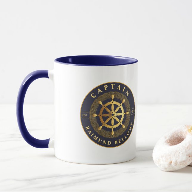 Goldenes Schiffrad Tasse (Mit Donut)