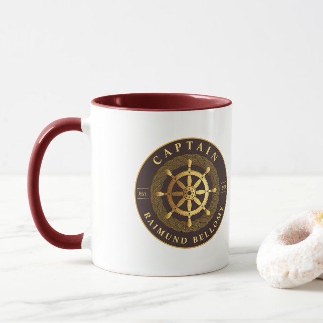 Goldenes Schiffrad Tasse (Mit Donut)