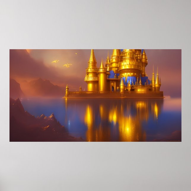 Goldenes Schloss Goldene blaue Fantasie magisch 3 Poster (Vorne)