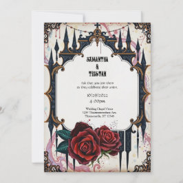 Goldenes Schloss und Rose Gotische Hochzeit Einladung