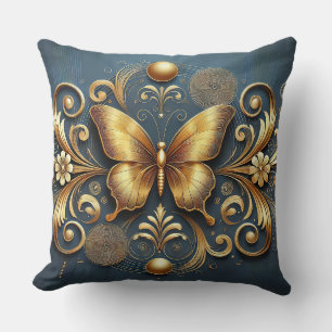 Goldenes Schmetterlingsdesign Kissen