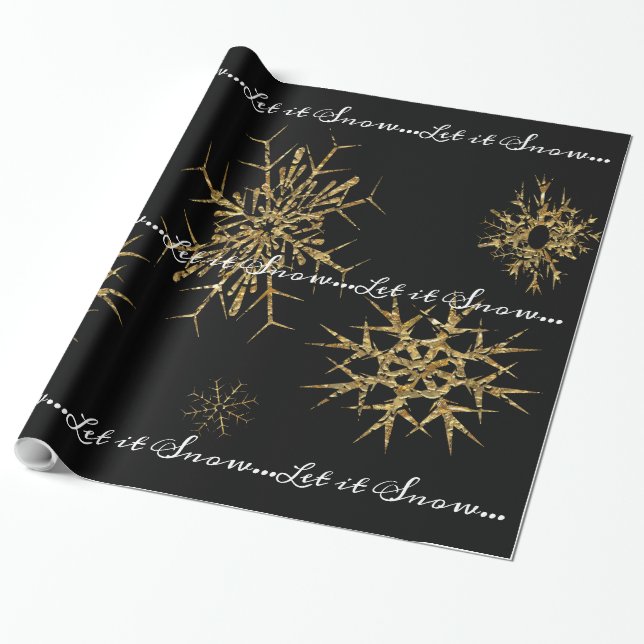 Goldenes Schnee Schätze Weihnachtsnacht Geschenkpapier (Ungerollt)