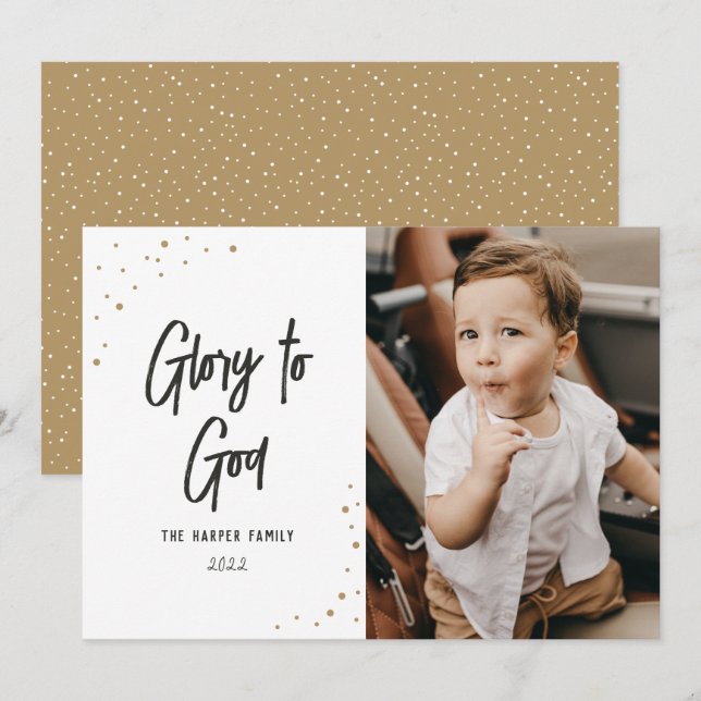 Goldenes Schneeballskript-Foto Feiertagskarte (Vorne/Hinten)