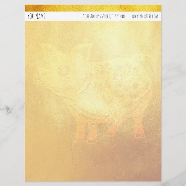 Goldenes Schwein-chinesisches neues Jahr Briefbogen (Vorderseite)