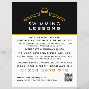 Goldenes Schwimmsymbol, Schwimmen Lektion Werbung Flyer