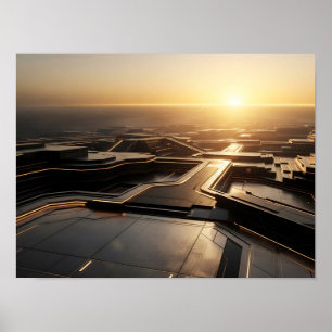 Goldenes Sci-Fi-Portal Futuristisches Tor Poster