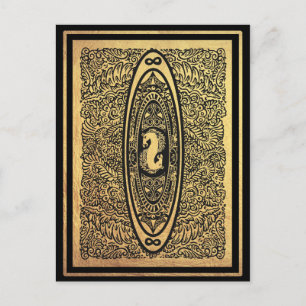 Goldenes Seepferd Mandala - Verziertes Design der Postkarte