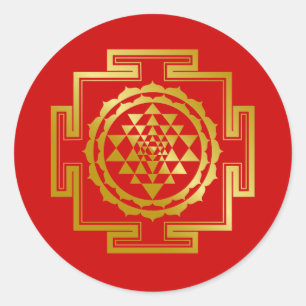 Goldenes Shree Yantra Runder Aufkleber