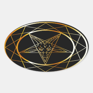 Goldenes sigil von Baphomet Ovaler Aufkleber
