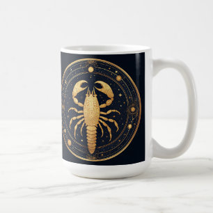 Goldenes Skorpion-Kunstwerk mit astrologischen Sym Kaffeetasse