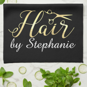 Goldenes Skript Scissors Hairstylist-Friseursalon Handtuch