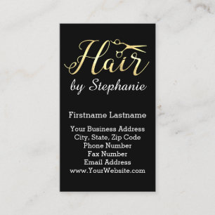 Goldenes Skript Scissors Hairstylist-Friseursalon Visitenkarte
