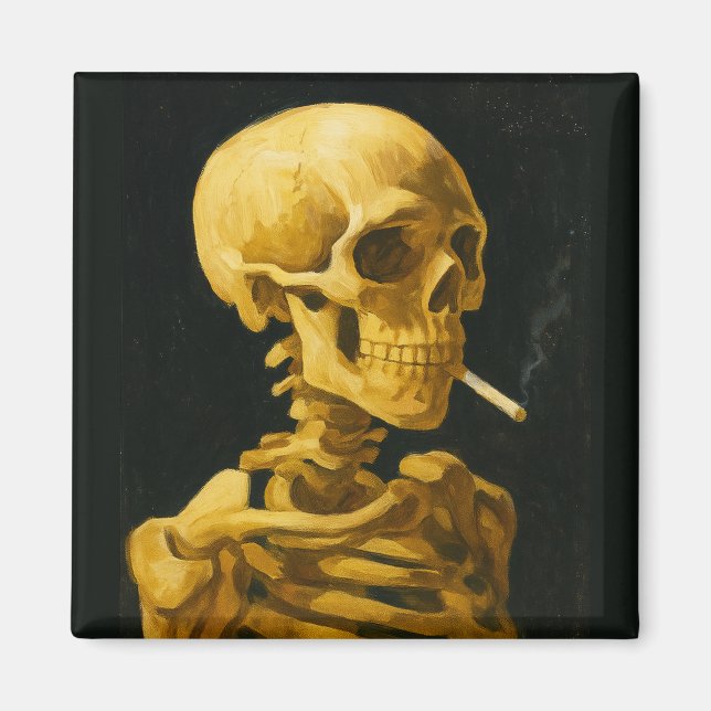 Goldenes Skull - Einzigartiges Van Gogh Inspiriert Magnet (Vorne)