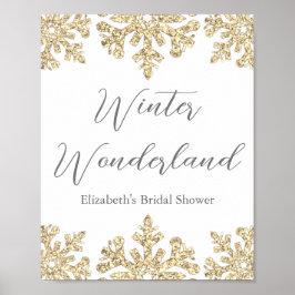 Goldenes Snowflake WinterBrautparty Poster