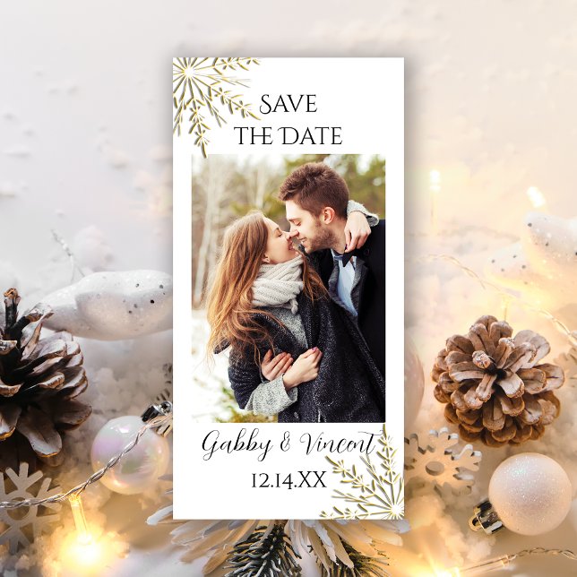 Goldenes Snowflake WinterWedding Save the Date Fot (Von Creator hochgeladen)