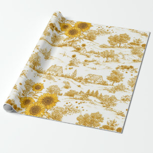 Goldenes Sonnenblumen-Landhaus-Land-Toile Geschenkpapier