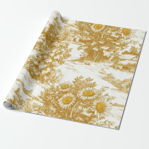 Goldenes Sonnenblumen-Landhaus-Toile-Muster Geschenkpapier