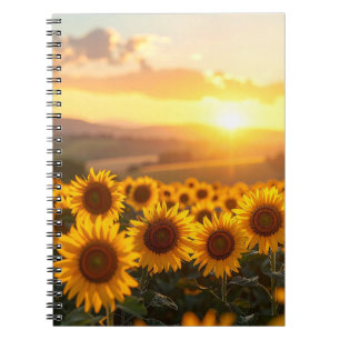 Goldenes Sonnenblumen-Spiral-Foto-Notizbuch Notizblock