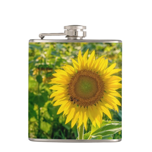 Goldenes Sonnenblumenfeld Flachmann (Vorderseite)