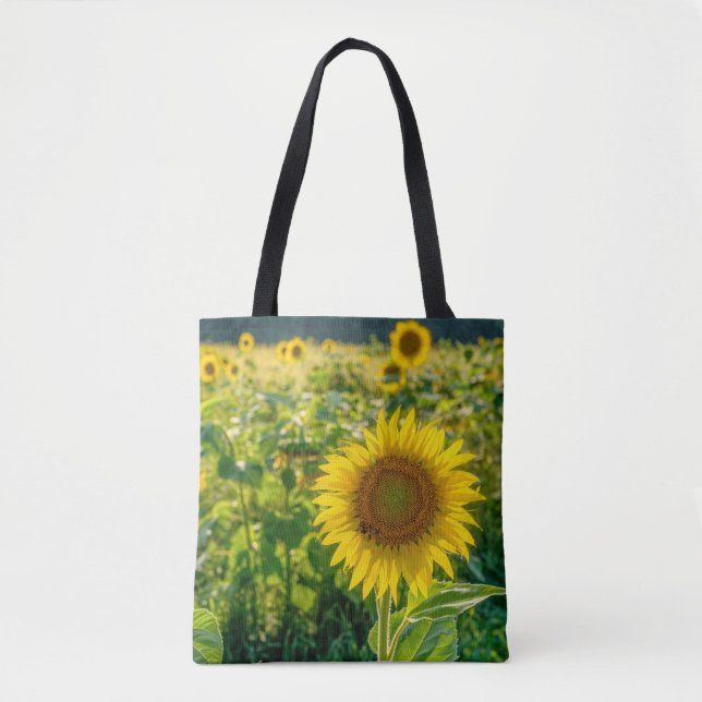 Goldenes Sonnenblumenfeld Tasche (Vorderseite)