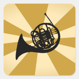 Goldenes Sonnenbrass-Musikinstrument für Horn Quadratischer Aufkleber