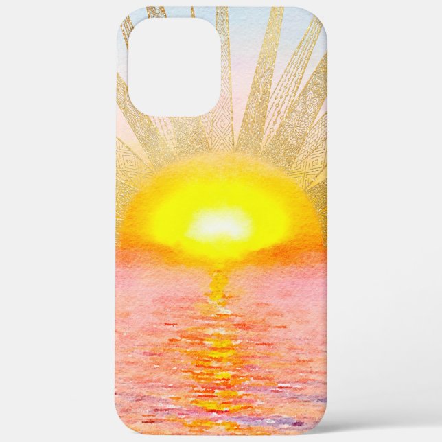 Goldenes Sonnenuntergang Mandala Case-Mate iPhone Hülle (Rückseite)