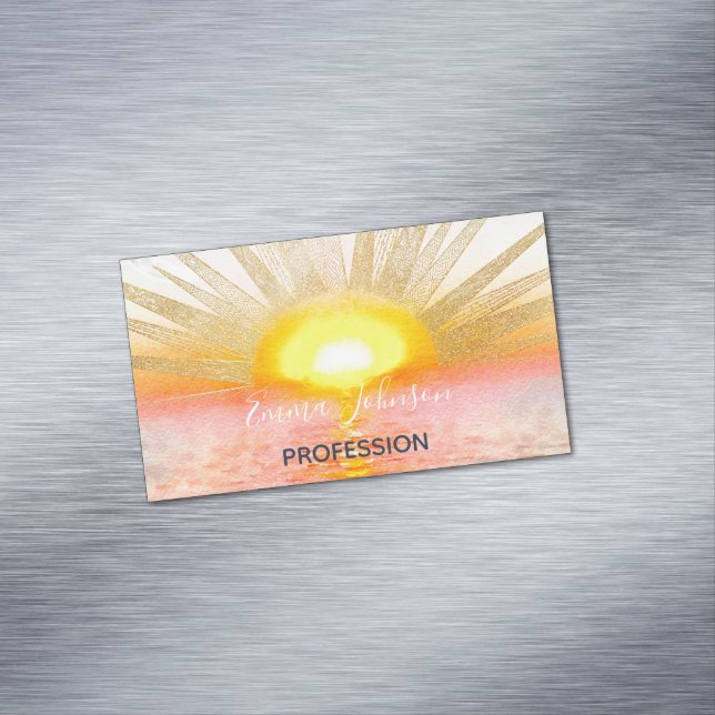 Goldenes Sonnenuntergang Mandala Magnetische Visitenkarte (Beispiel)