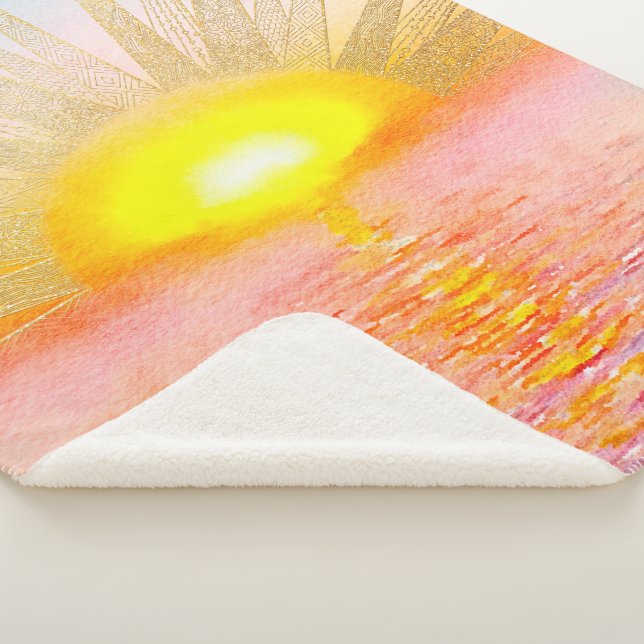 Goldenes Sonnenuntergang Mandala Sherpadecke (3/4)