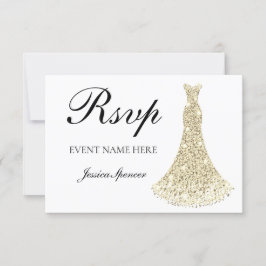 Goldenes Sparkenkleid ganzjährig / Bridal UAWG RSVP Karte