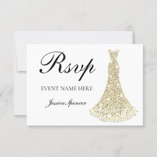 Goldenes Sparkenkleid ganzjährig / Bridal UAWG RSVP Karte