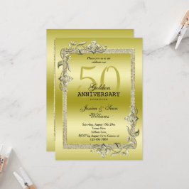 Goldenes Spiel & Glitzer 50. Hochzeitsjubiläum Einladung