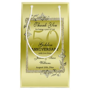 Goldenes Spiel & Glitzer 50. Hochzeitsjubiläum Kleine Geschenktüte