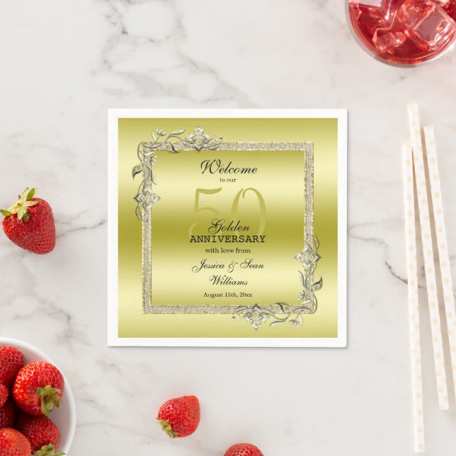 Goldenes Spiel & Glitzer 50. Hochzeitsjubiläum Serviette (Beispiel)