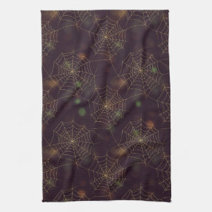 Goldenes Spinnennetz-Bokeh – Elegantes Halloween-N Geschirrtuch