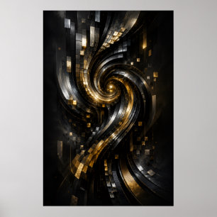 Goldenes Spiral-Wirbel-Poster Poster
