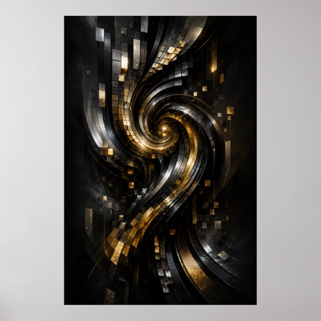 Goldenes Spiral-Wirbel-Poster Poster (Vorne)