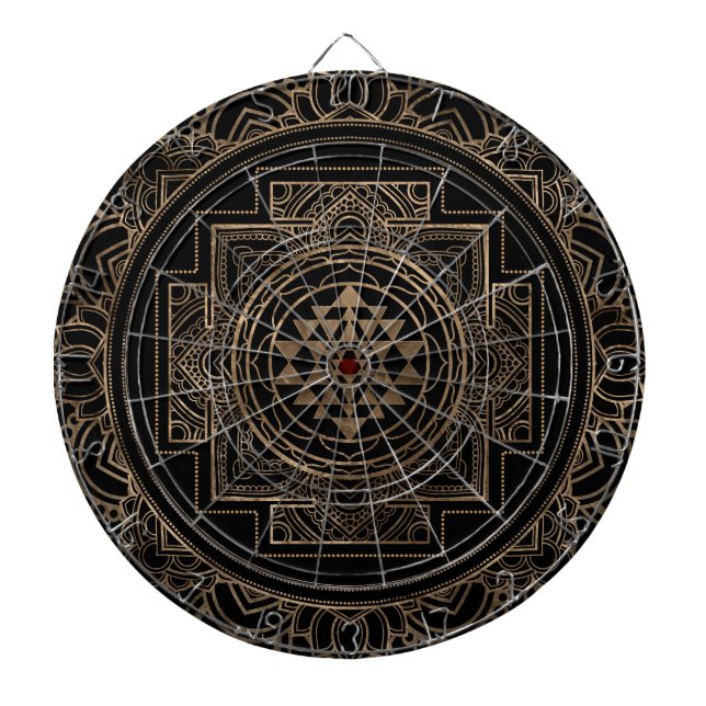 Goldenes Sri Yantra/Sri Chakra im Lotos Dartscheibe (vorne)