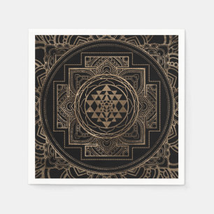 Goldenes Sri Yantra/Sri Chakra im Lotos Serviette